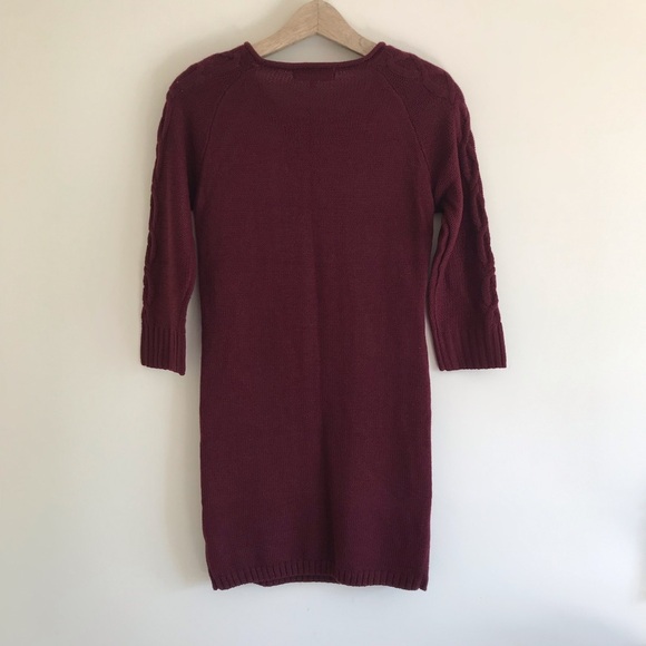 Pink Rose | Maroon Cable Knit Sweater Dress - Picture 5 of 6